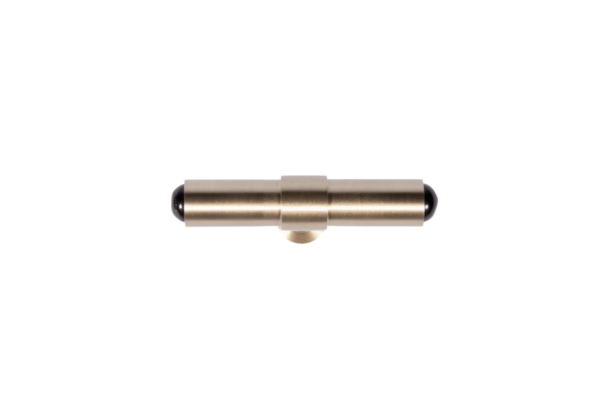 The Zania Handle by Mantara B-0111 is a modern brushed brass handle in gold, ideal for kitchens, dressers, and cabinets.