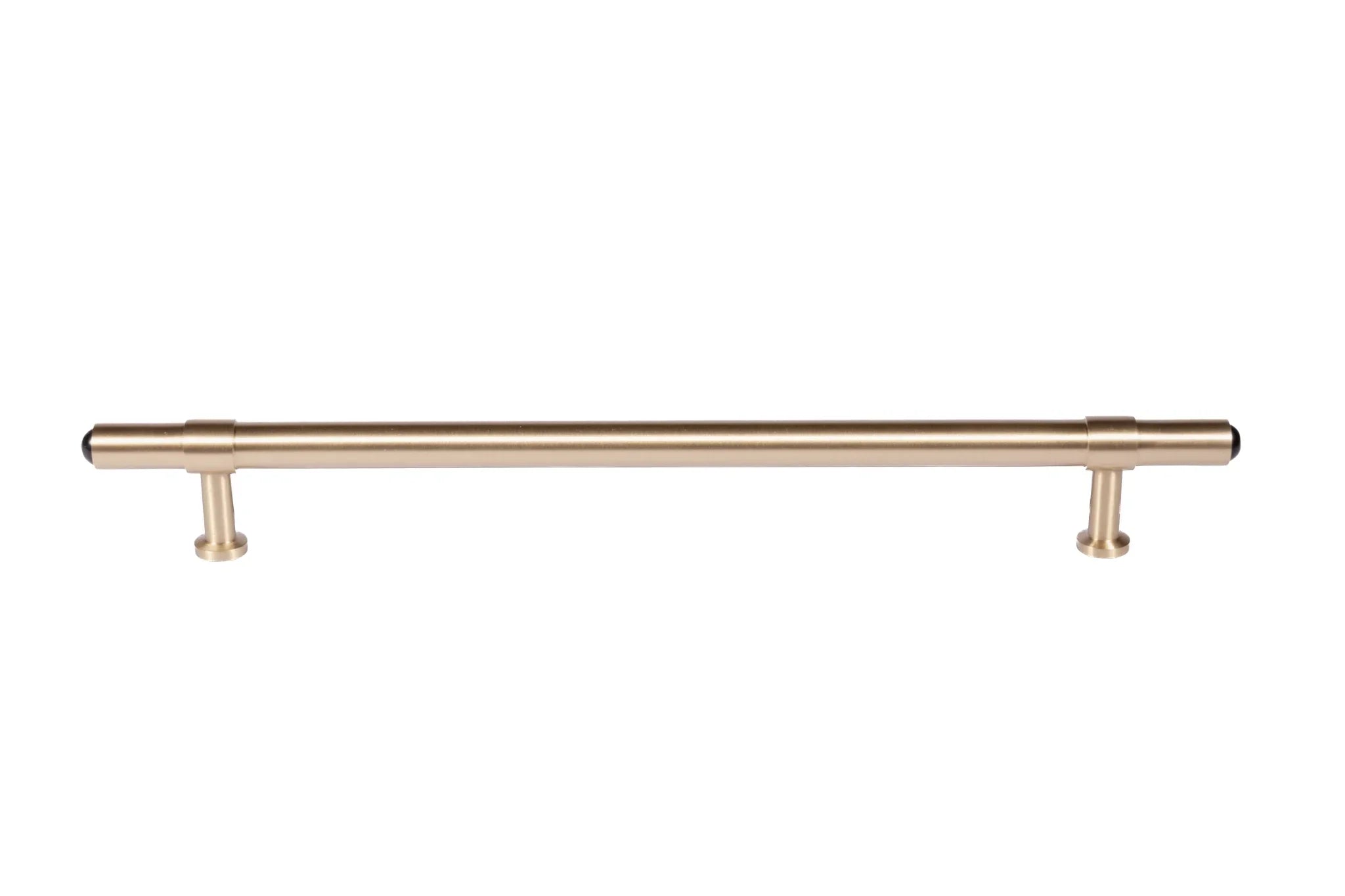The Zania Handle by Mantara B-0111 is a modern brushed brass handle in gold, ideal for kitchens, dressers, and cabinets.