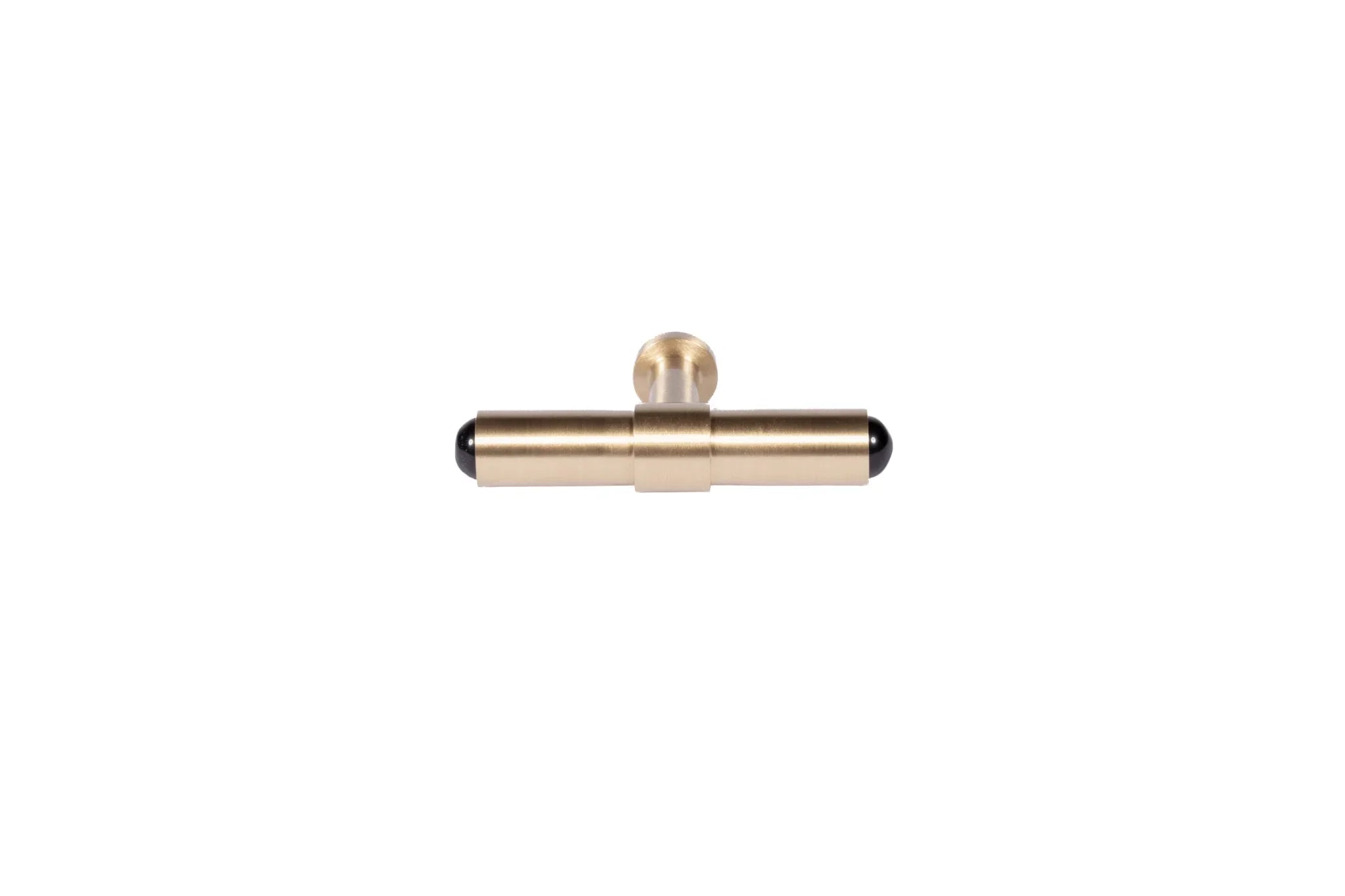 The Zania Handle by Mantara B-0111 is a modern brushed brass handle in gold, ideal for kitchens, dressers, and cabinets.