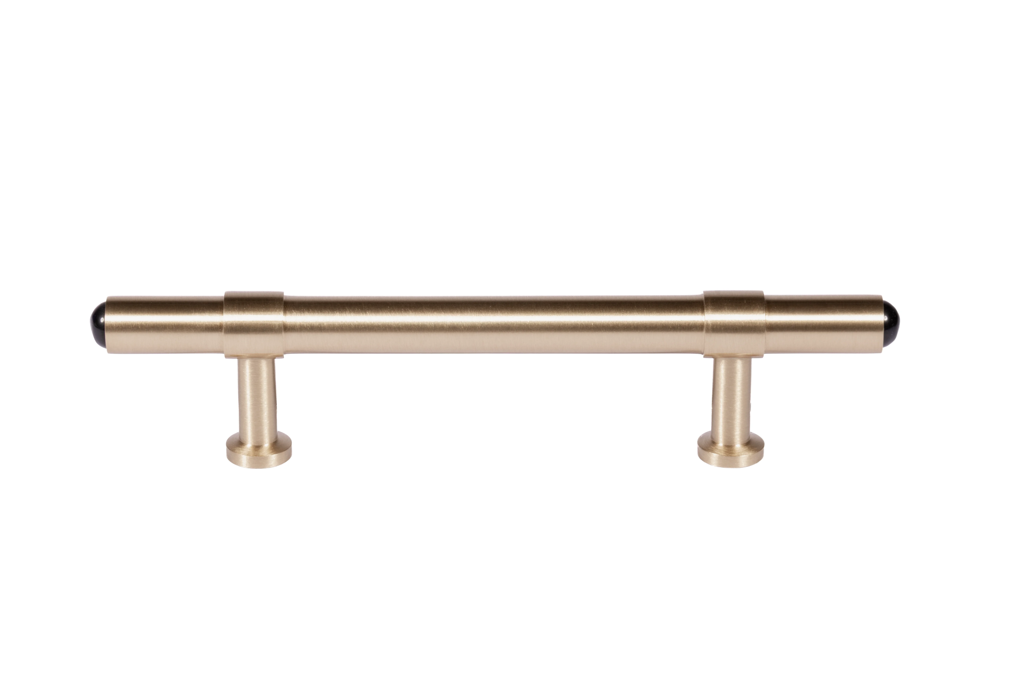The Zania Handle by Mantara B-0111 is a modern brushed brass handle in gold, ideal for kitchens, dressers, and cabinets.