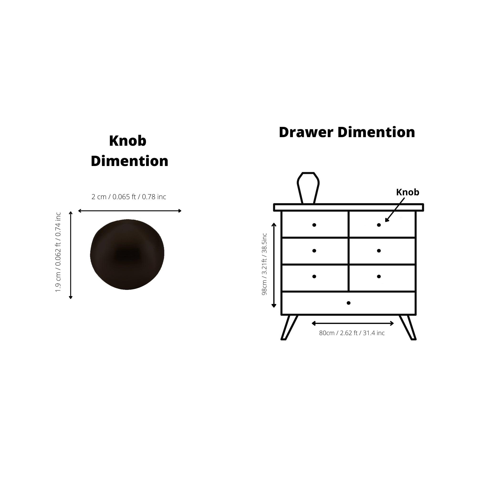 Zenith knob B-0001, black brass, Dia20mm, brushed finish, for dressers & furniture by Mantara