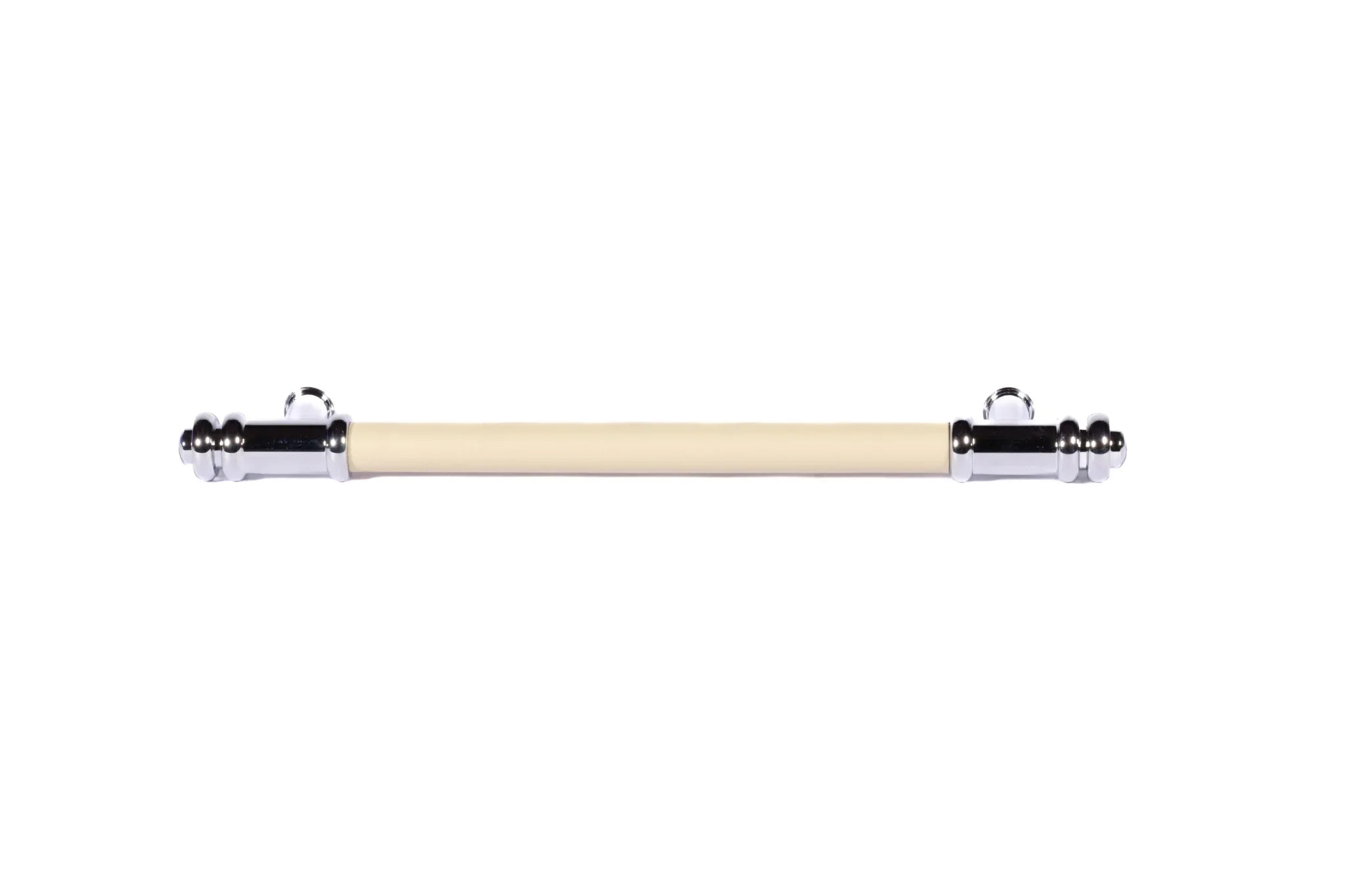 The Mantara L-0013 is a modern brass + leather handle in yellow, ideal for kitchen drawers, dressers, and cabinets.