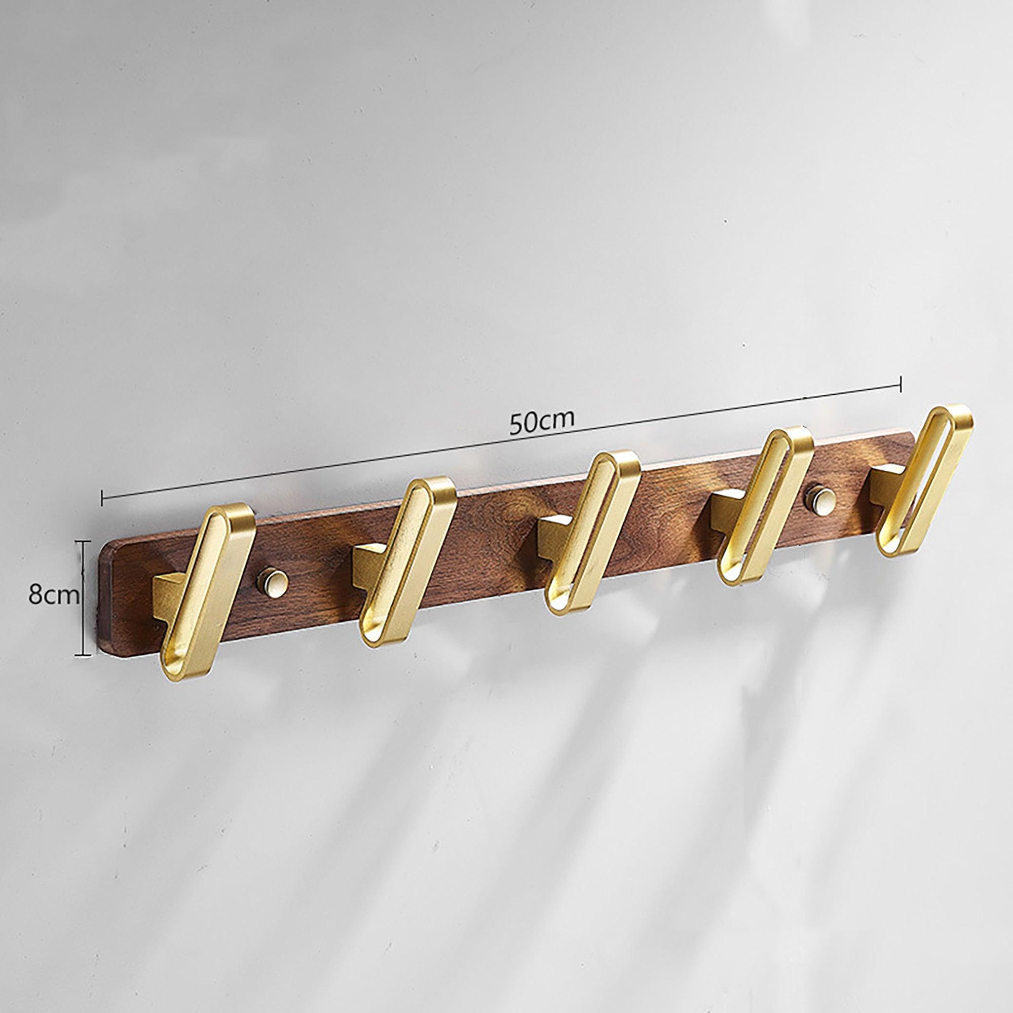 Plush Hook W-0012 in walnut & brushed brass, size 280&610mm, modern storage for all spaces—by Mantara.