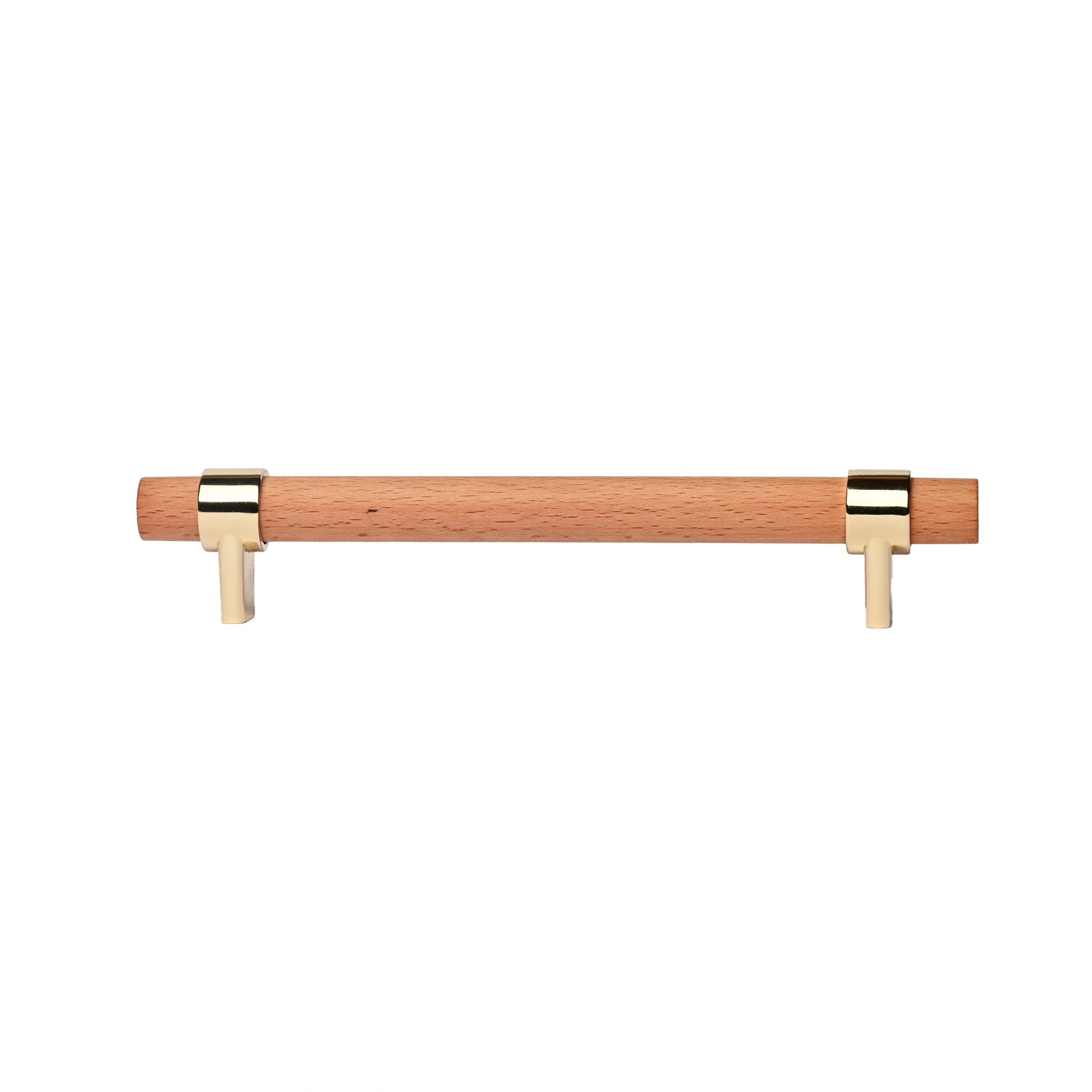 Mantara Walden Handle W-0035 is a modern zinc alloy and beech wood handle in gold, ideal for kitchen and dresser drawers.
