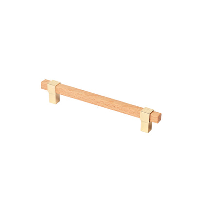 Mantara Lorien Handle W-0028 is a modern zinc and beech wood handle in Gold ideal for kitchen and dresser drawers.