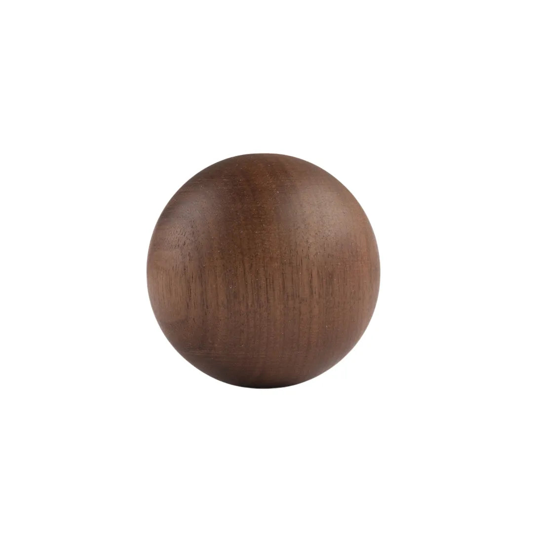 A round wooden knob with a smooth, polished finish and visible wood knob, shown on a plain white background.