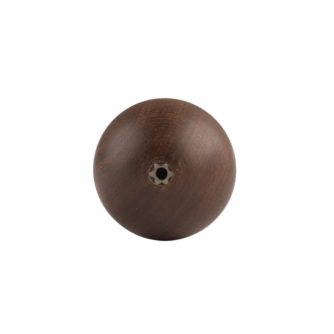 A single round wooden bead with a natural dark brown finish and a central hole, shown on a plain white background.