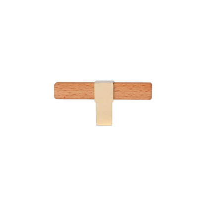 Mantara Lorien Handle W-0028 is a modern zinc and beech wood Tbar in Gold ideal for kitchen and dresser drawers.