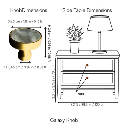 Galaxy round cabinet knob A-0005, dark green acrylic &amp; brushed brass, dia30mm, for doors &amp; drawers by Mantara