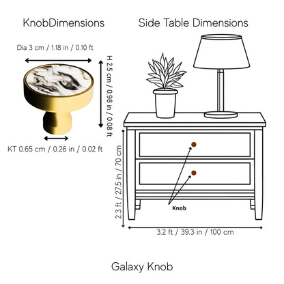 Galaxy round cabinet knob A-0005,  mist acrylic &amp; brushed brass, dia30mm, for drawers &amp; wardrobes by Mantara