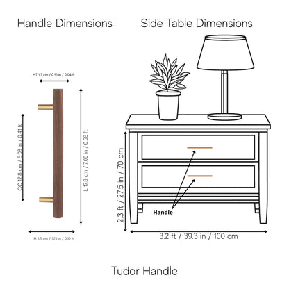 Mantara Tudor Handle W-0007 is a modern brass &amp; walnut handle in brown, ideal for main doors, wardrobes &amp; cabinets.