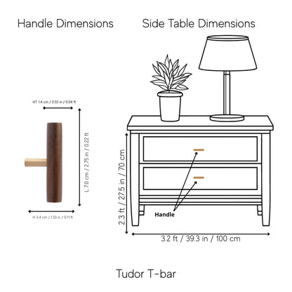 Mantara Tudor Handle W-0007 is a modern brass &amp; walnut handle in brown, ideal for main doors, wardrobes &amp; cabinets.