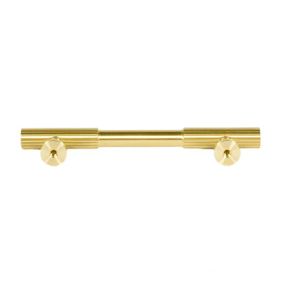 The Mantara B-0051 Oro handle is a modern brass Handle in polished gold and bronze, perfect for doors, drawers, and cabinets.