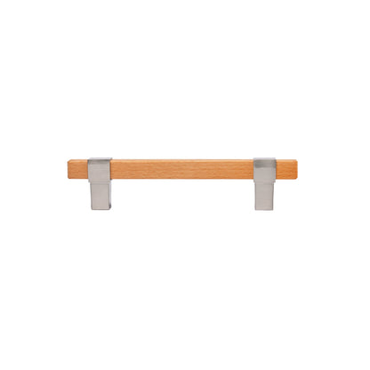 Mantara Lorien Handle W-0028 is a modern zinc and beech wood handle in silver ideal for kitchen and dresser drawers.