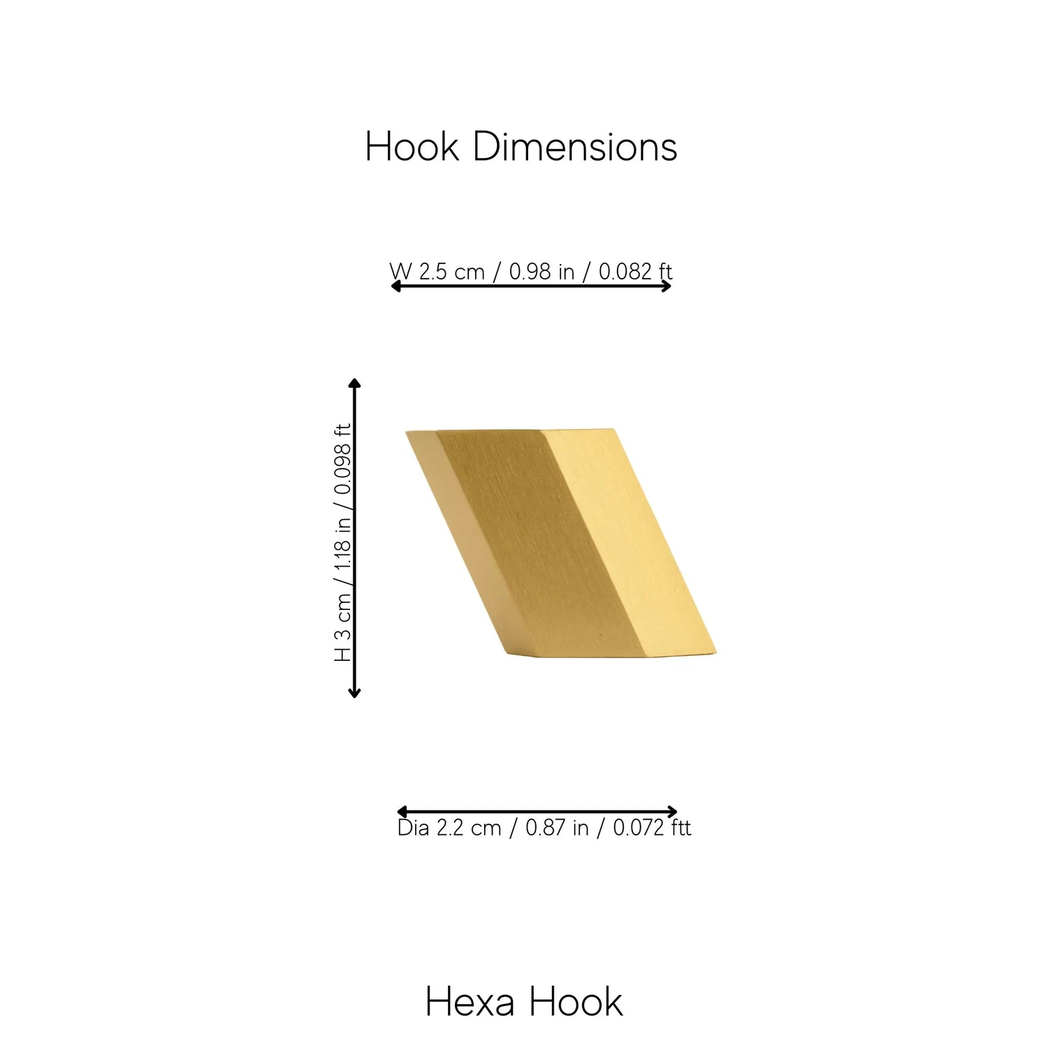 Mantara Hexa Hook B-0091 is a modern brushed brass wall hook in gold, perfect for bathrooms, bedrooms, and living areas.