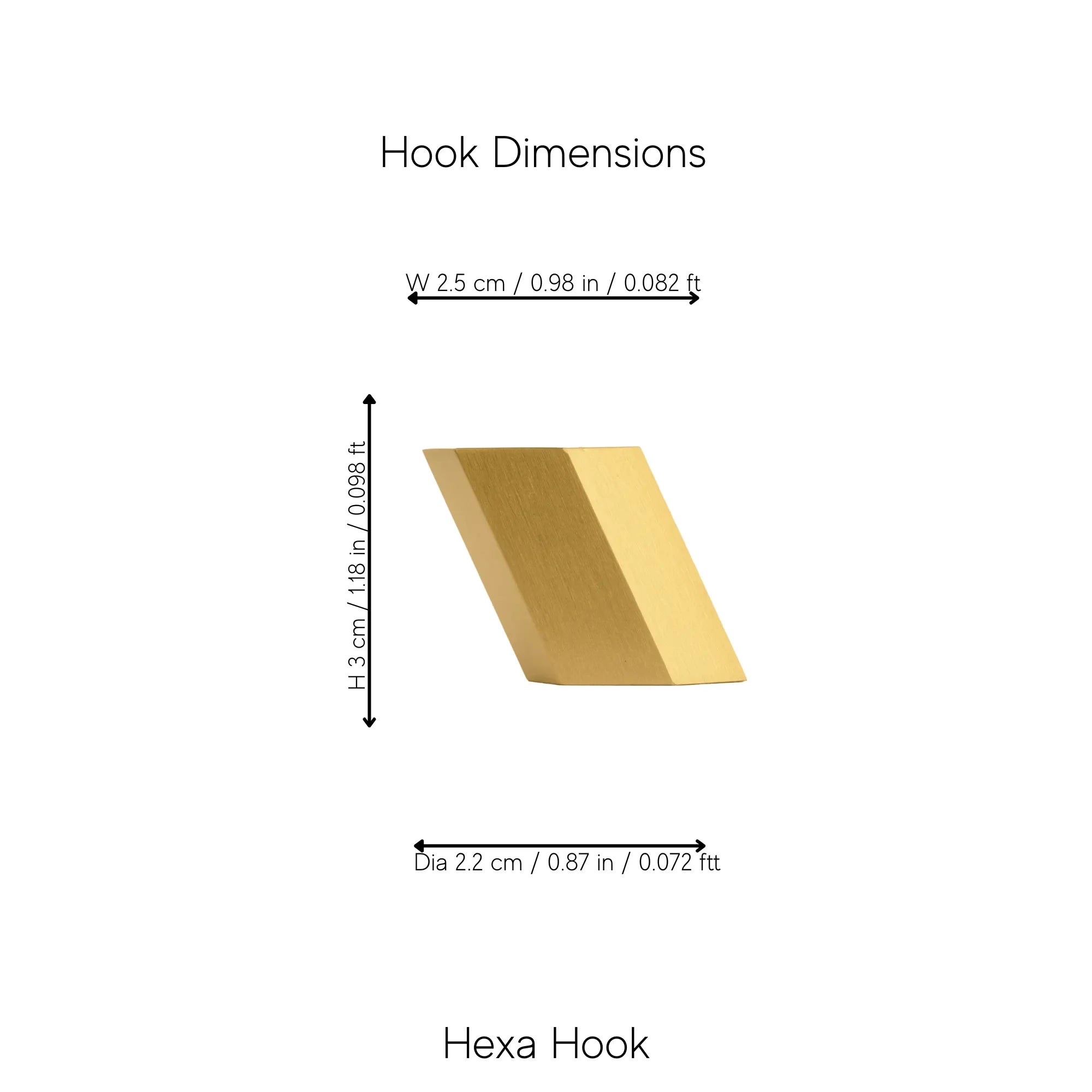 Mantara Hexa Hook B-0091 is a modern brushed brass wall hook in gold, perfect for bathrooms, bedrooms, and living areas.
