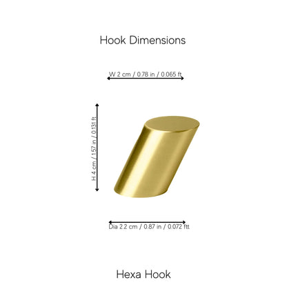 Mantara Hexa Hook B-0091 is a modern brushed brass wall hook in gold, perfect for bathrooms, bedrooms, and living areas.