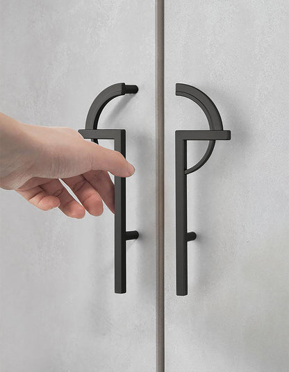 Mantara Contour Handle Pair Z-0008 is a modern zinc alloy handle in matte black ideal for doors and cupboards.