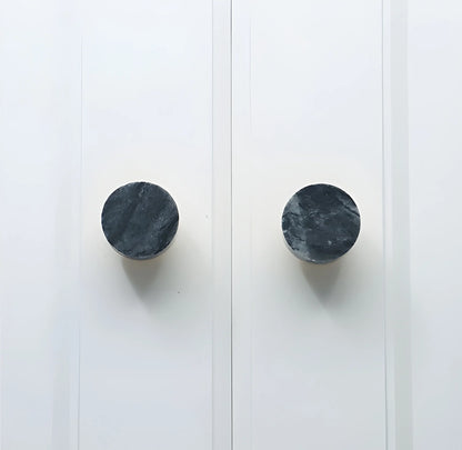Marble and brass round knob in green finish by Mantara M-0003, Suitable for door knob, cabinet knob, Kitchen, Bathroom knob.