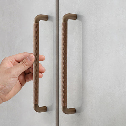 A knurled aluminum alloy knob/handle in matte grey and rose gold finish, Mantara AL-0001 furniture hardware, MANTARA.