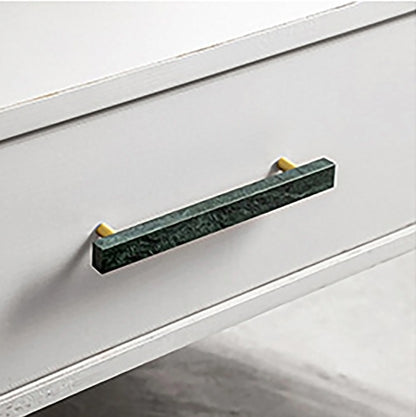 Noir Handle M-0012 in green marble &amp; brass, 130mm, polished handle with brushed stem, for drawers by Mantara