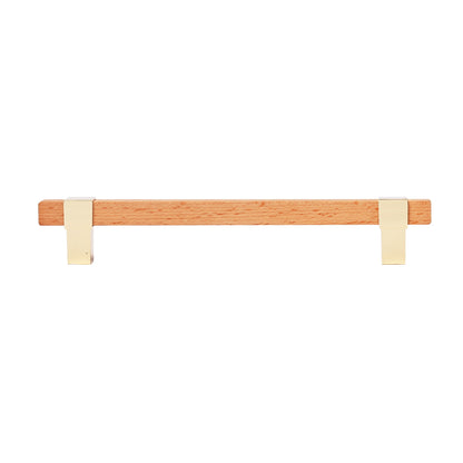 Mantara Lorien Handle W-0028 is a modern zinc and beech wood handle in Gold ideal for kitchen and dresser drawers.