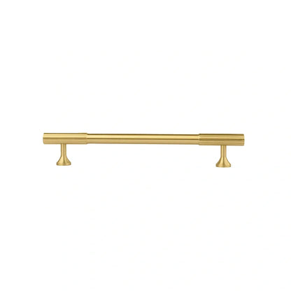 The Mantara B-0051 Oro handle is a modern brass Handle in polished gold and bronze, perfect for doors, drawers, and cabinets.