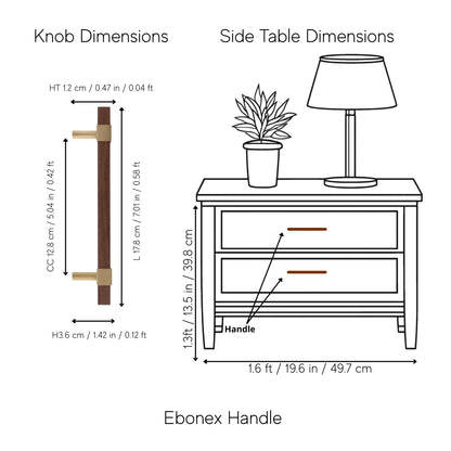 Mantara Ebonex Handle W-0009 is a modern brass &amp; walnut handle in brown with brushed finish, ideal for doors &amp; furniture.