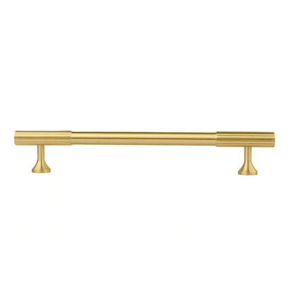The Mantara B-0051 Oro handle is a modern brass Handle in polished gold perfect for doors, drawers, and cabinets.