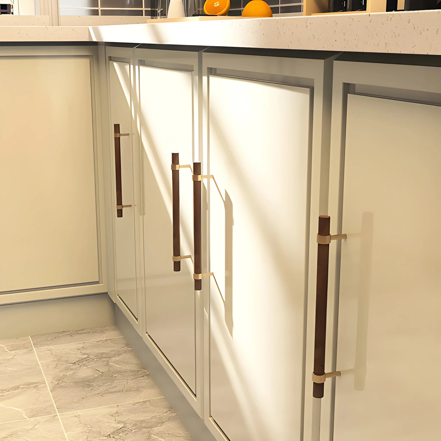 Mantara Holt Handle W-0010 is a modern walnut wood &amp; brass handle in dark brown with brushed finish, ideal for wardrobes &amp; drawers.