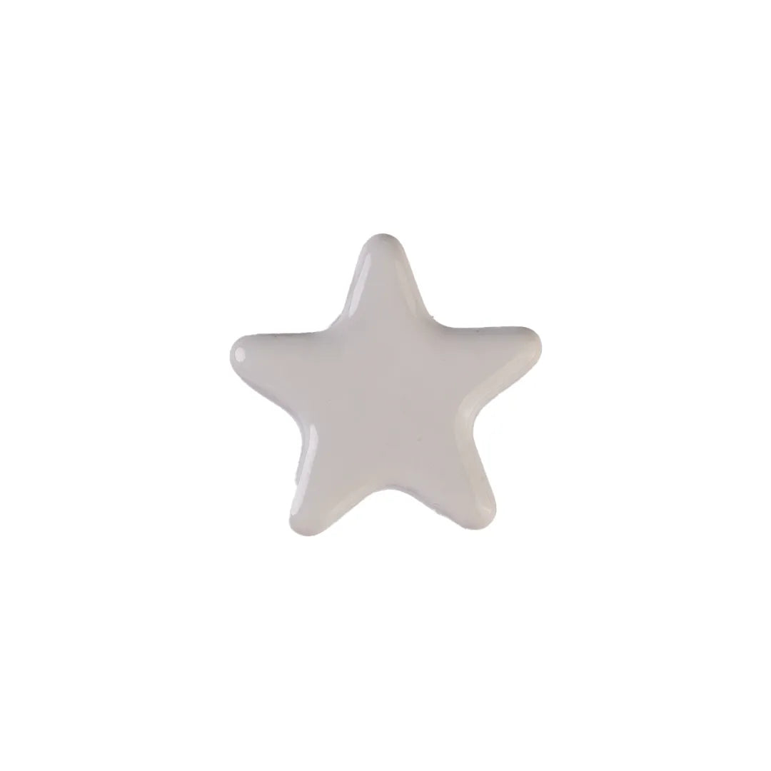 A glossy, five-pointed star-shaped ceramic knob  in a light off-white color, centered on a plain white background.