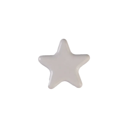 A glossy, five-pointed star-shaped ceramic knob  in a light off-white color, centered on a plain white background.