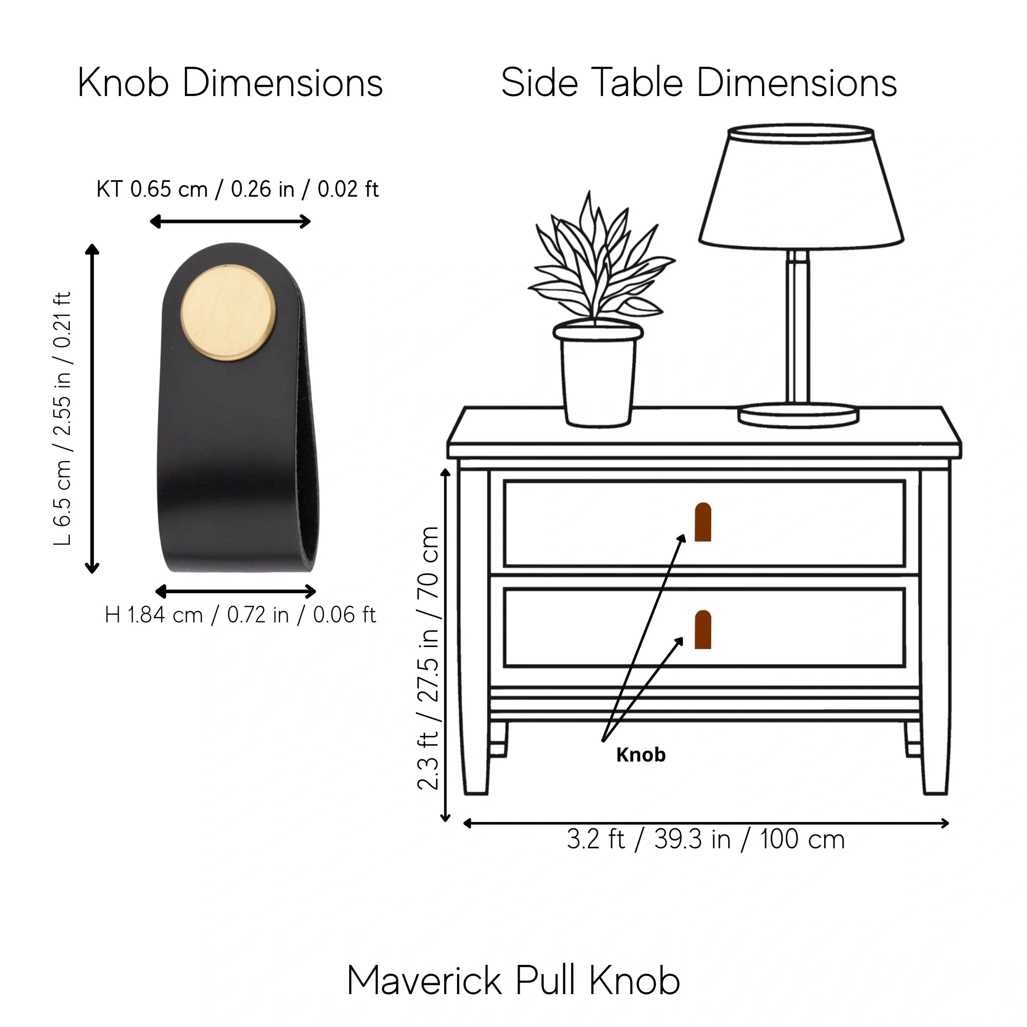 The Mantara L-0001 Maverick Pull Knob is a Nordic leather and brass knob in black, ideal for kitchens and furniture.