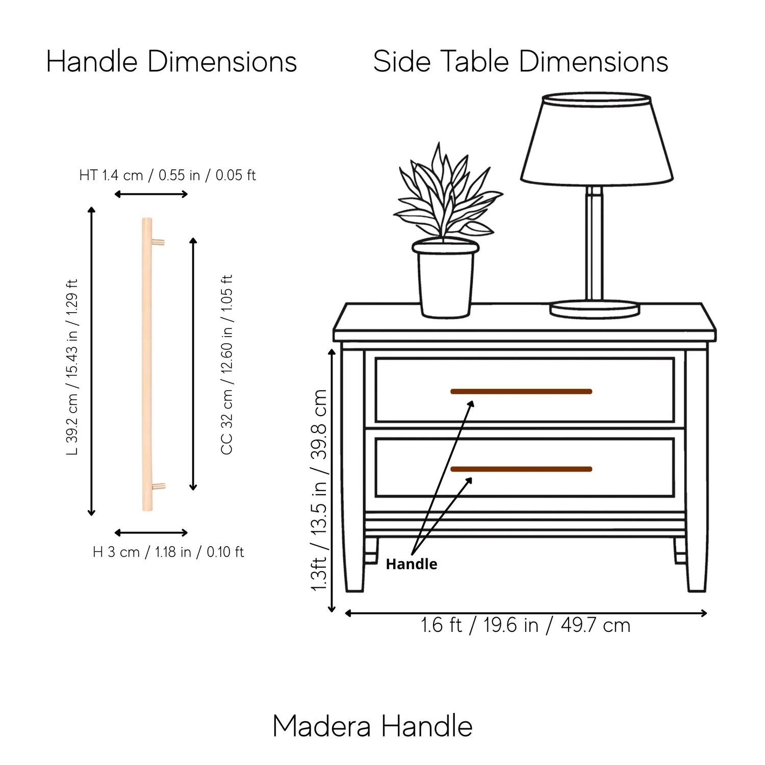 Mantara Madera Handle W-0052 is a modern beech wood handle, ideal for kitchen drawers, dresser drawers.