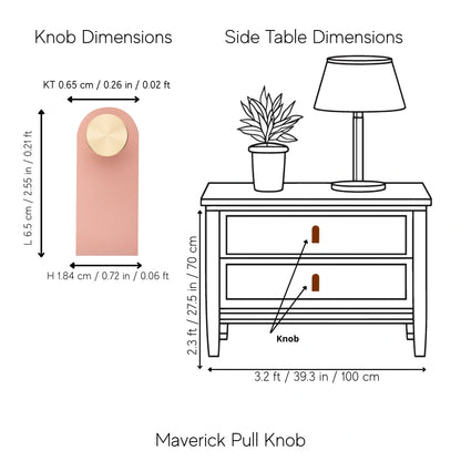 The Mantara L-0001 Maverick Pull Knob is a Nordic leather and brass knob in pink, ideal for kitchens and furniture.