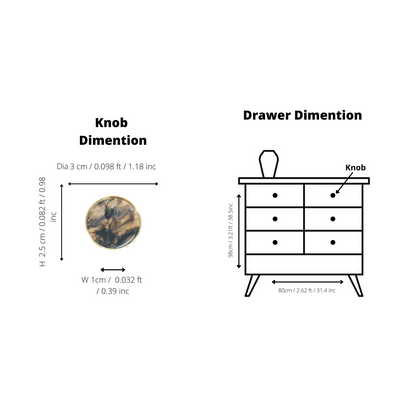 Galaxy round cabinet knob A-0005, clouds mist acrylic &amp; brushed brass, dia30mm, for drawers &amp; wardrobes by Mantara