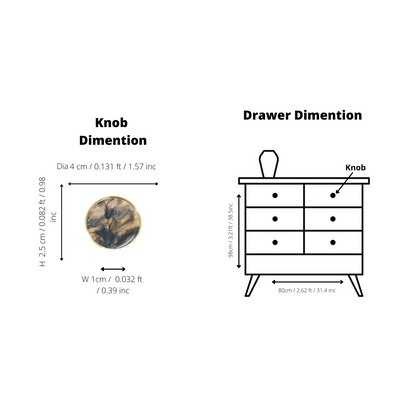 Galaxy round cabinet knob A-0005, clouds mist acrylic &amp; brushed brass, dia40mm, for drawers &amp; wardrobes by Mantara