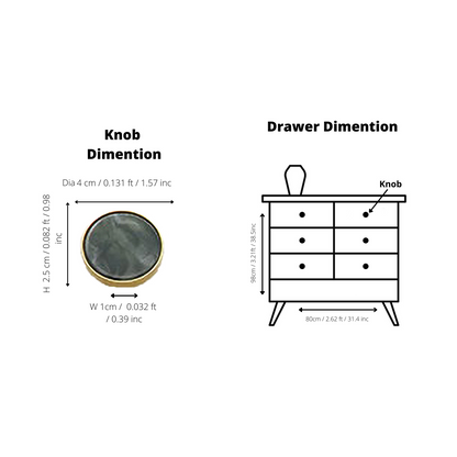 Galaxy round cabinet knob A-0005, dark green acrylic &amp; brushed brass, dia40mm, for doors &amp; drawers by Mantara