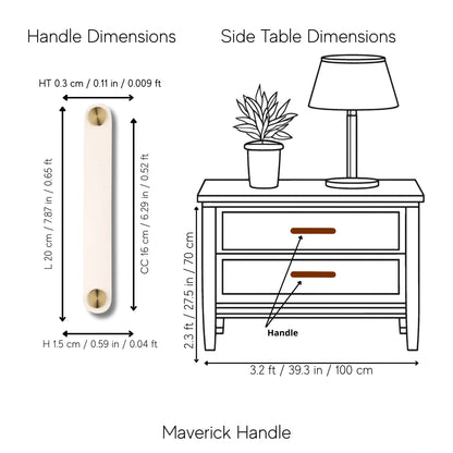 The Mantara L-0001-160 Maverick Handle is a Nordic leather and brass handle in white, ideal for kitchens and wardrobes.