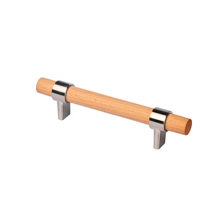 Mantara Walden Handle W-0035 is a modern zinc alloy and beech wood handle in silver ideal for kitchen and dresser drawers.