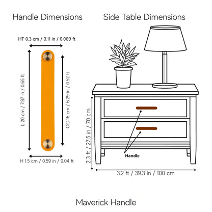 The Mantara L-0001-160 Maverick Handle is a Nordic leather and brass handle in orange ideal for kitchens and wardrobes.