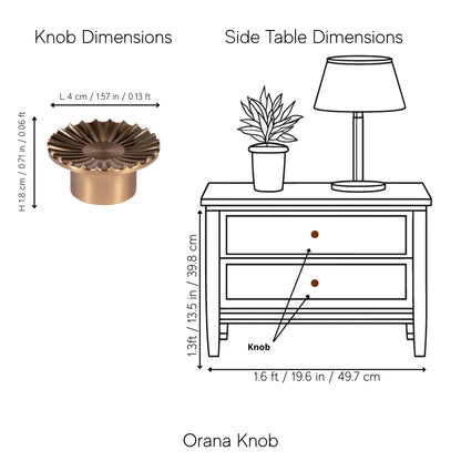 Mantara Orana Knob Z-0039 is a modern zinc knob in brushed gold finish, ideal for kitchen and dresser drawers.
