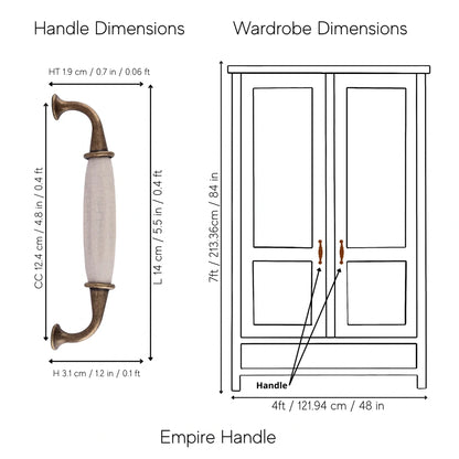 The Mantara CR-0007 Empire Knob is a traditional zinc and ceramic handle in white with a polished finish, ideal for wardrobes and cabinets.