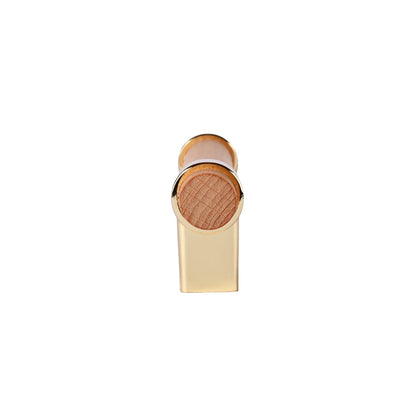 Mantara Walden Handle W-0035 is a modern zinc alloy and beech wood handle in gold, ideal for kitchen and dresser drawers.