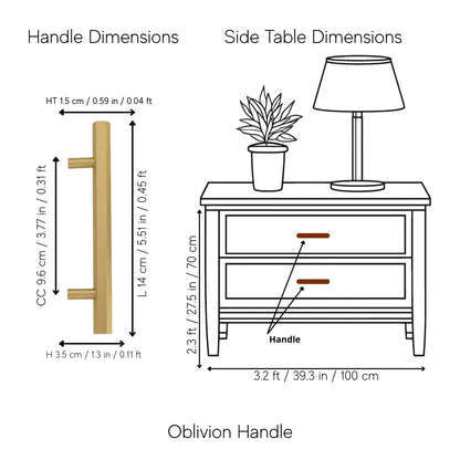 The Mantara B-0052 Oblivion T-Bar Handle is a modern solid brass handle in matte black, gold, and bronze, ideal for cabinets, kitchens, bedrooms, and drawers.