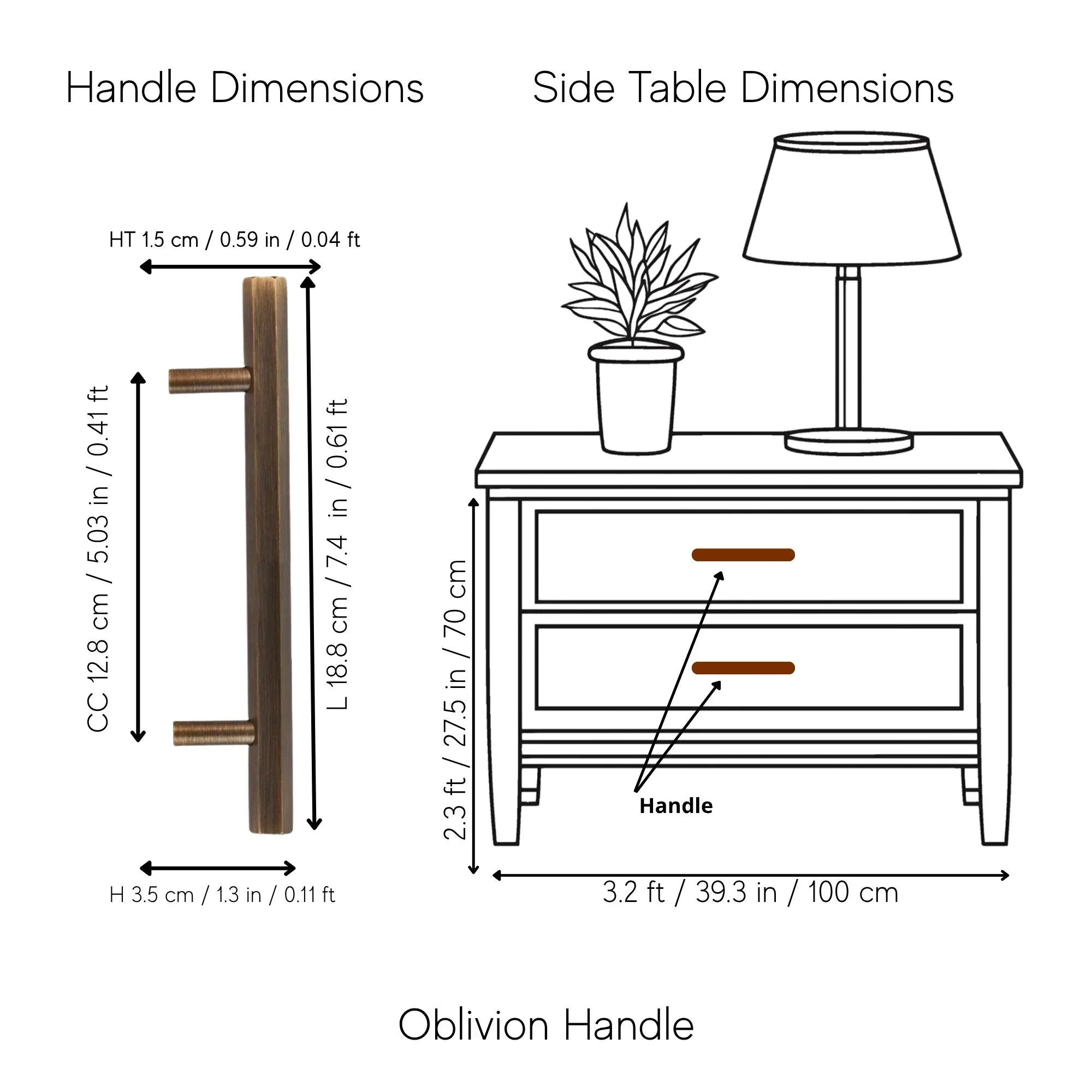 The Mantara B-0052 Oblivion T-Bar Handle is a modern solid brass handle in bronze, ideal for cabinets and kitchens.