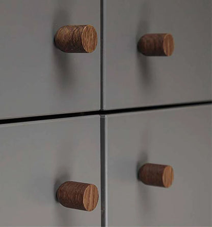 Lumber Knob W-0002 in brown wood, 35mm&amp;18mm diameter, modern finish, for drawers and cabinets by Mantara.