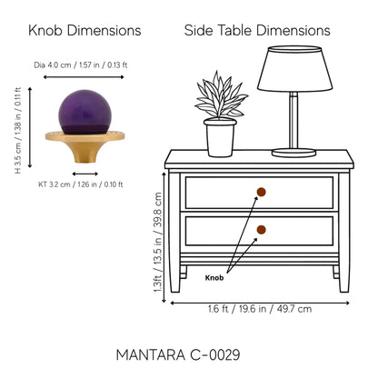 Buy kitchen cabinet knob-Modern crystal cabinet knob in purple for kitchen drawers and furniture by Mantara