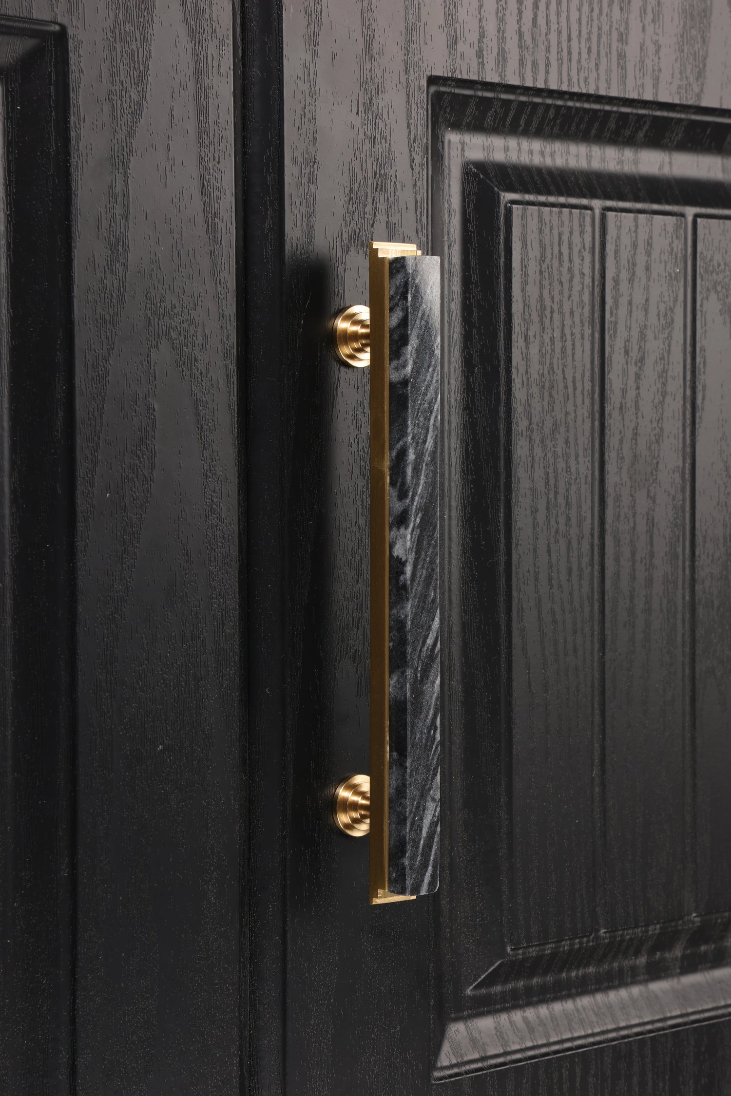 Acropolis Handle M-0010-H in Grey marble &amp; brass, brushed finish, 144mm &amp; 170mm, for modern cabinets by Mantara