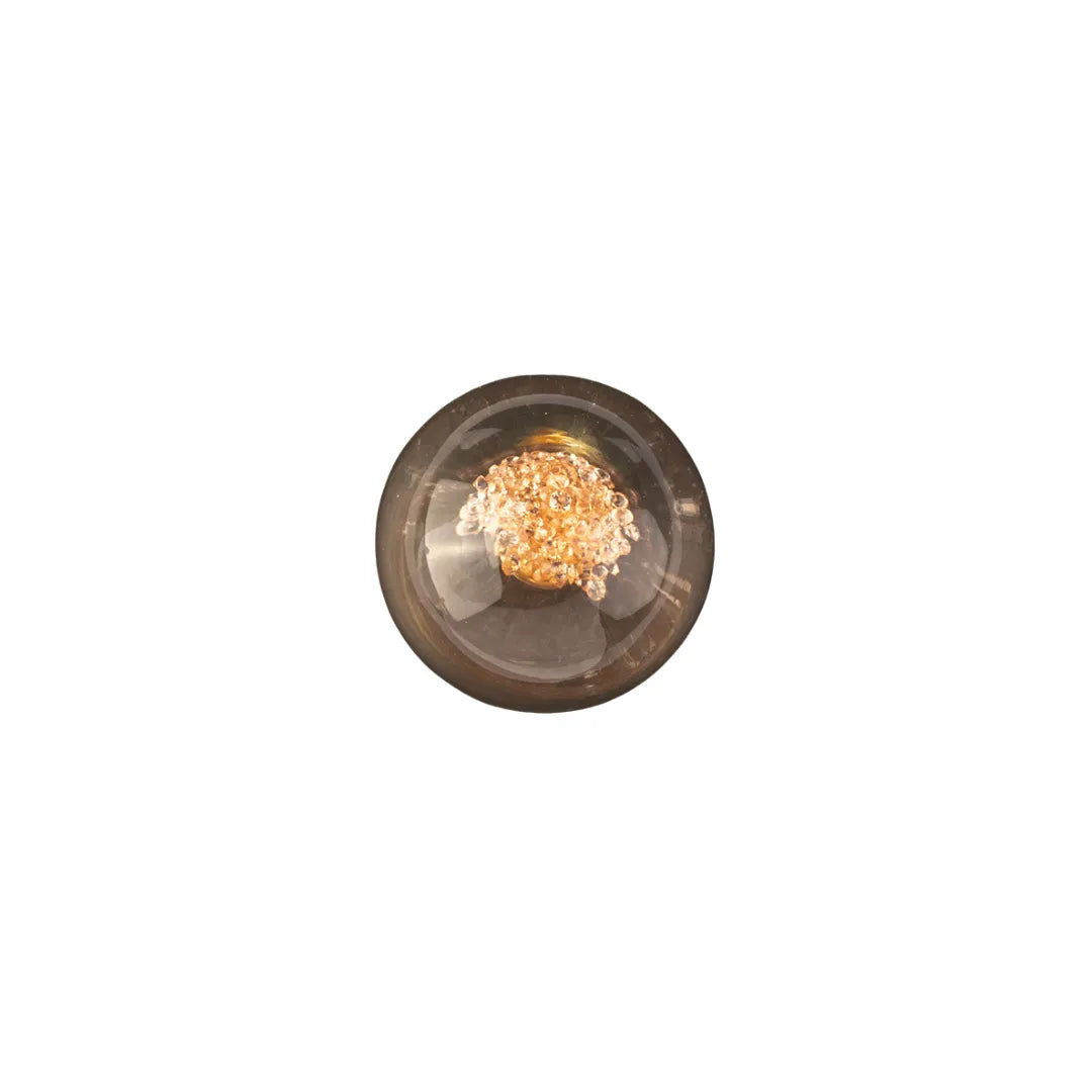 Glass knob with crystal beats inside with brass gold base